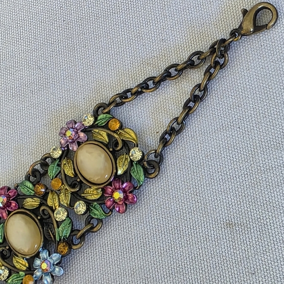 Vintage Antique Gold Bracelet With Floral Flowers Design - Picture 5 of 11